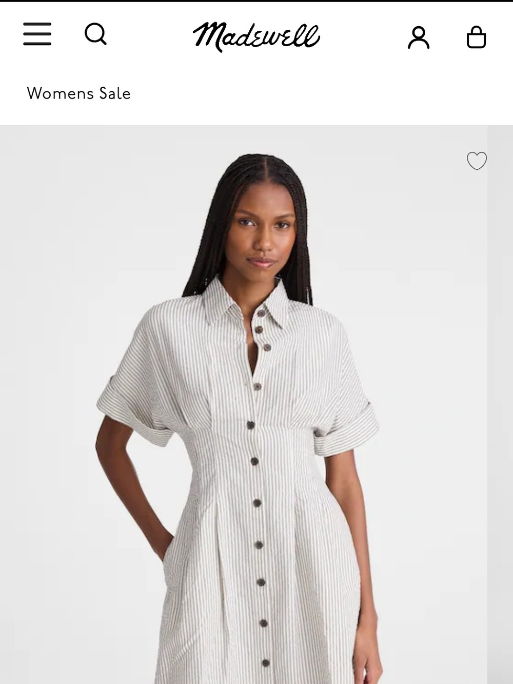 Madewell White Pinstripe Button Midi Dress